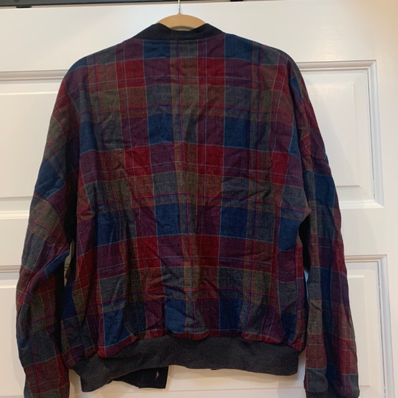 Vintage Pendleton Red Blue Plaid Wool Cardigan Made In USA Size M - Picture 2 of 3